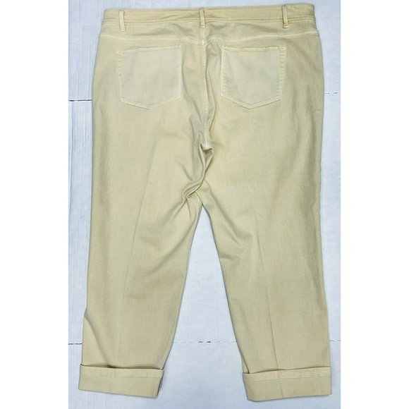 J Jill Denim Authentic Fit Cropped Jeans Womens Size 18 Pale Yellow Stretch - Picture 2 of 5